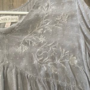 Knox Rose Gray Shirt with Embroidery detail